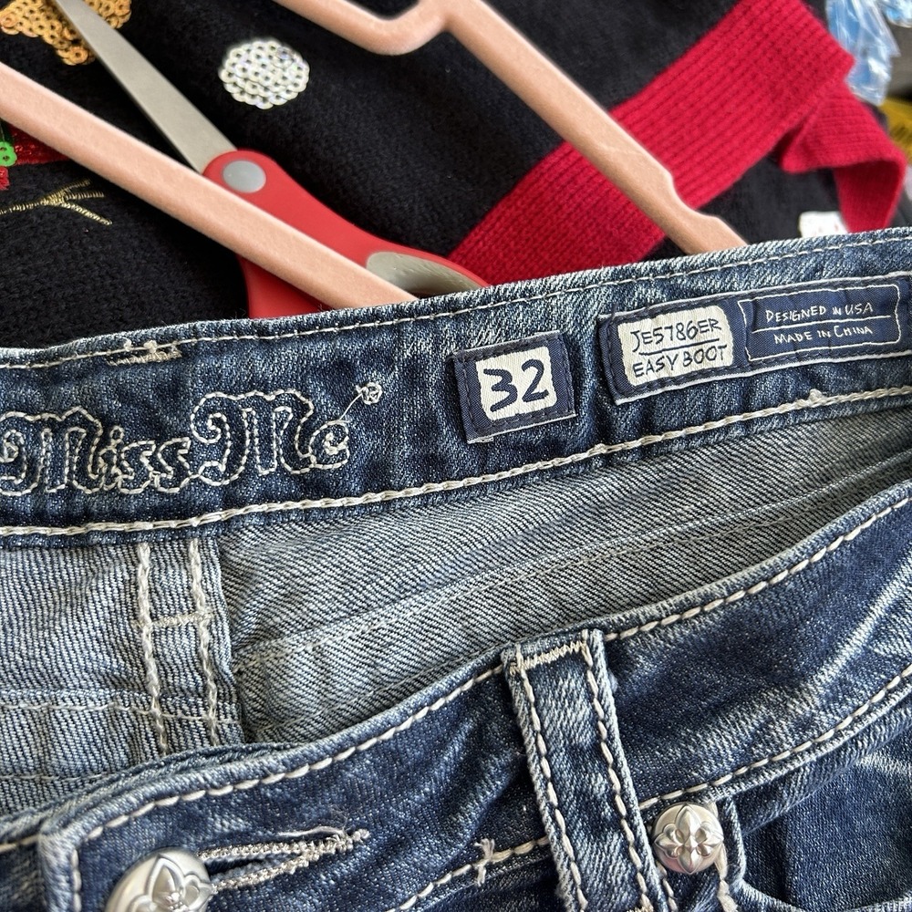 Miss Me Jeans Size 32 JE5786ER Easy Boot Rhinestone Embellished Bling Women EUC - Picture 8 of 13
